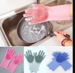 Silicone Dish Washing Hand Gloves with Scrubber - Image 6