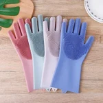 Silicone Dish Washing Hand Gloves with Scrubber - Image 3